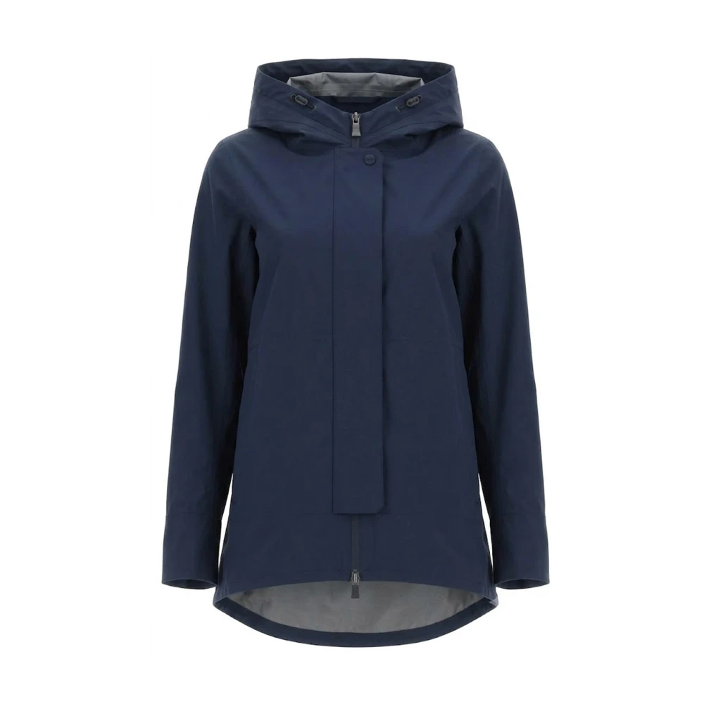 Herno Blue Gore-Tex Layered Hooded Jacket - Female - Winter Jackets - Xl - Jackets