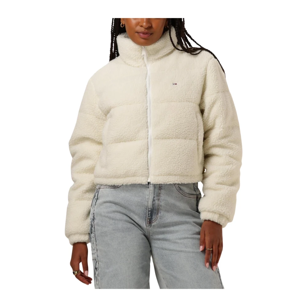 Tommy Jeans Witte Teddy Essential Puffer Jas White Dames