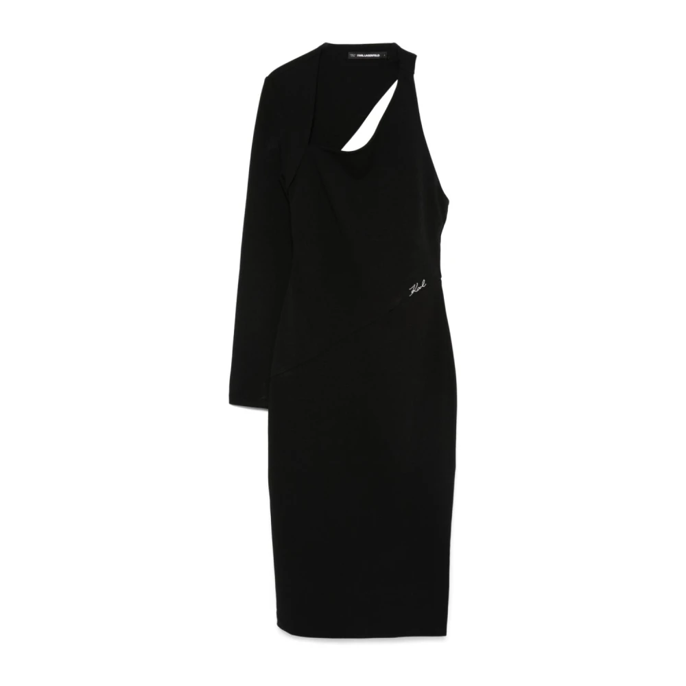 Karl Lagerfeld Lang Zwart EEN Mouw Jurk Black Dames