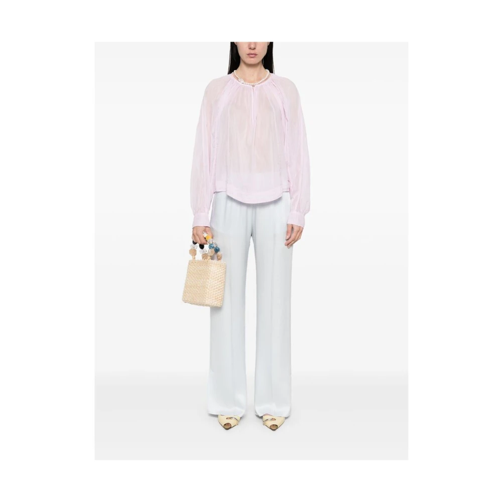 Forte Lila Paarse Ronde Hals Lange Mouw Shirt Pink Dames