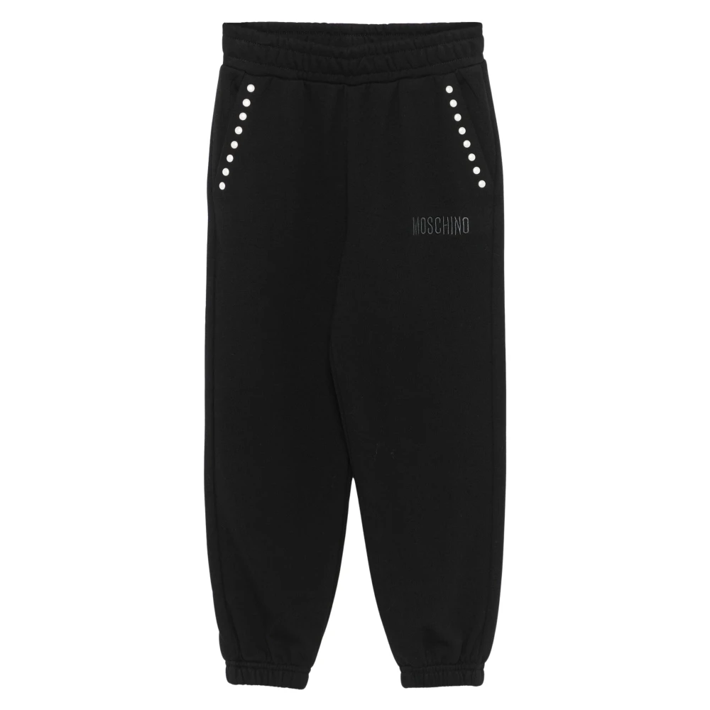 Moschino Girls Black Sweatpants, 10 Y, Peace Pearls Joggers In