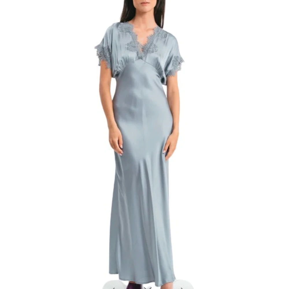 Pink Memories Romantische Franse kanten jurk Blue Dames