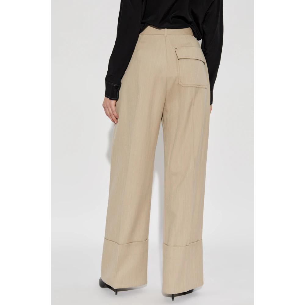 Victoria Beckham Wijde broek Beige Dames