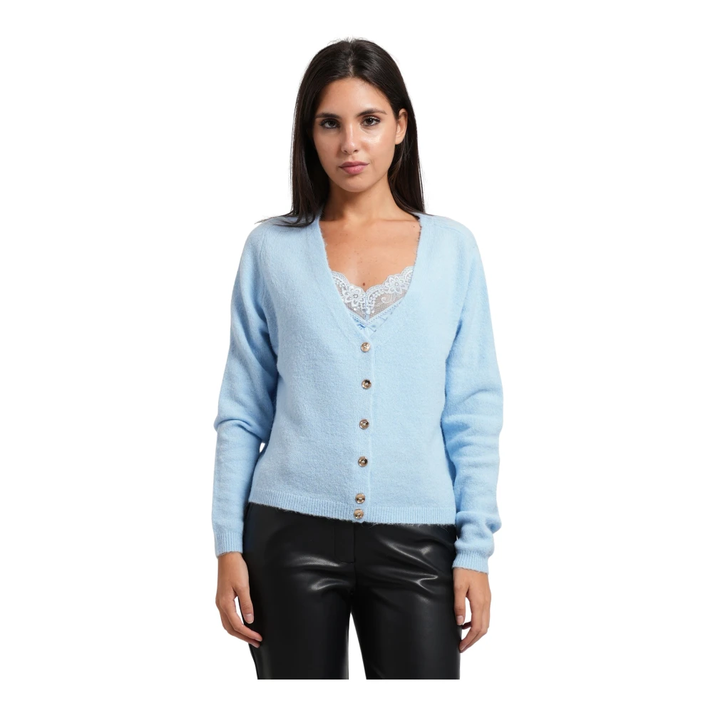 Cardigan regular con top lingerie in raso e pizzo - Immagine 2