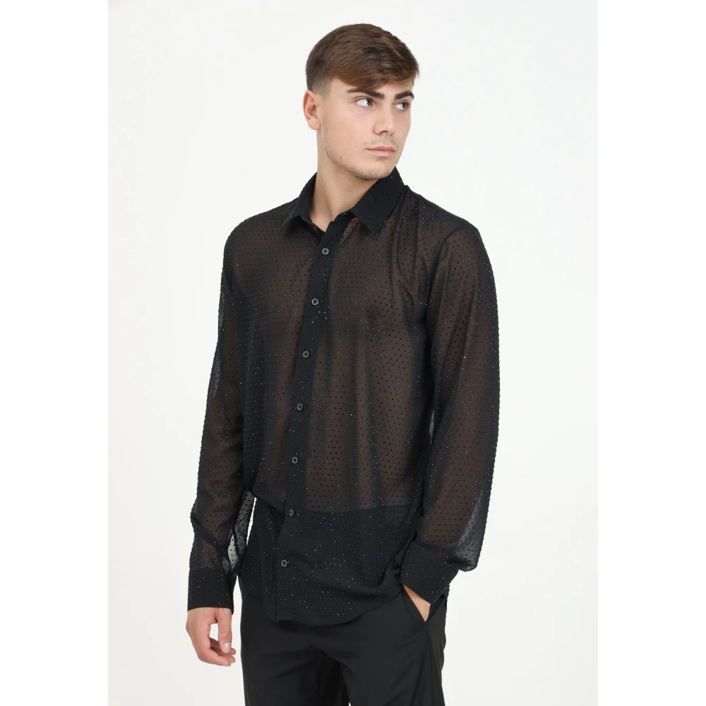 PATRIZIA PEPE Zwarte overhemd met strass detail Black Heren