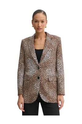 Blazer i stretchcrepe med cheetahmönster