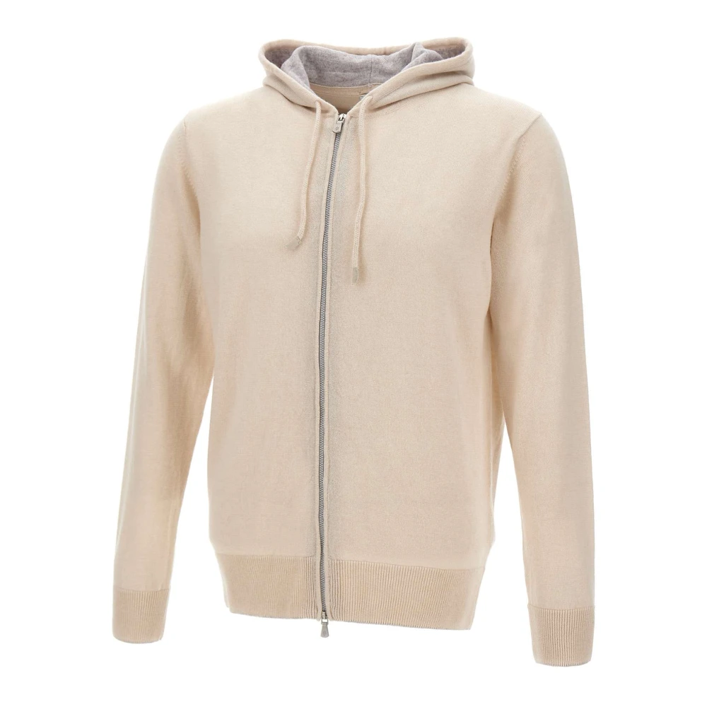 Eleventy Homme Beige - Sweat À Capuche Zippé En Cachemire - Pulls - Taille: Xl