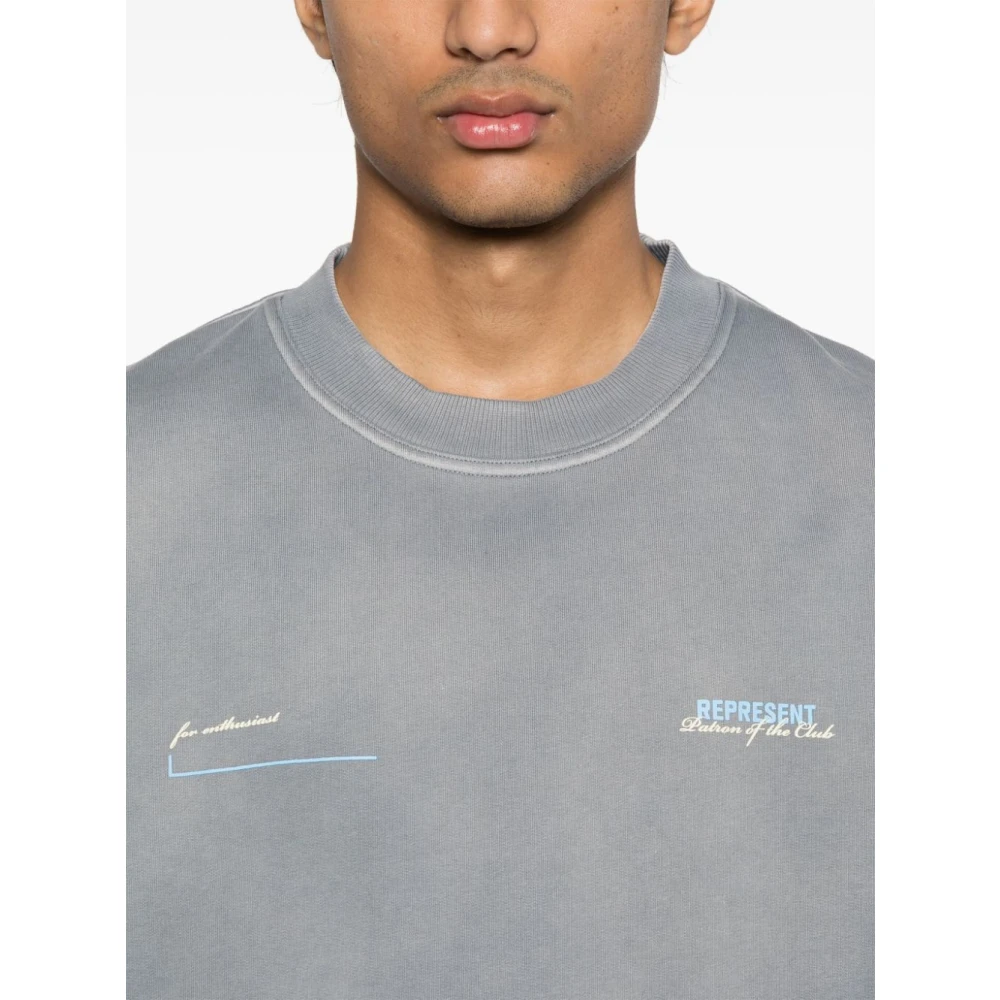 Represent Groene Sweater met Print op de Rug Gray Heren