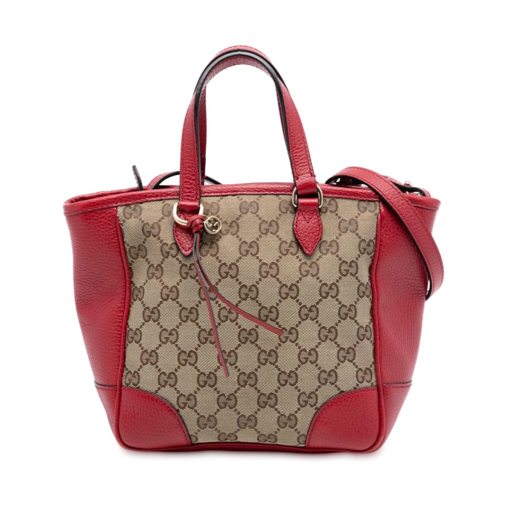 Gucci Vintage Women's Brown Vintage Tote Bags, One Size, Pre-Owned Canvas Leather Satchel