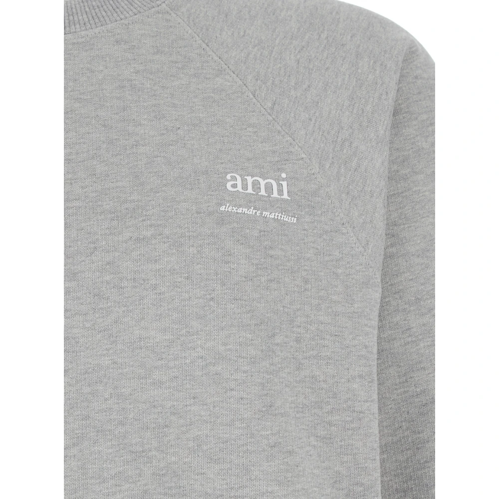 Ami Paris Round-neck Knitwear Gray Heren
