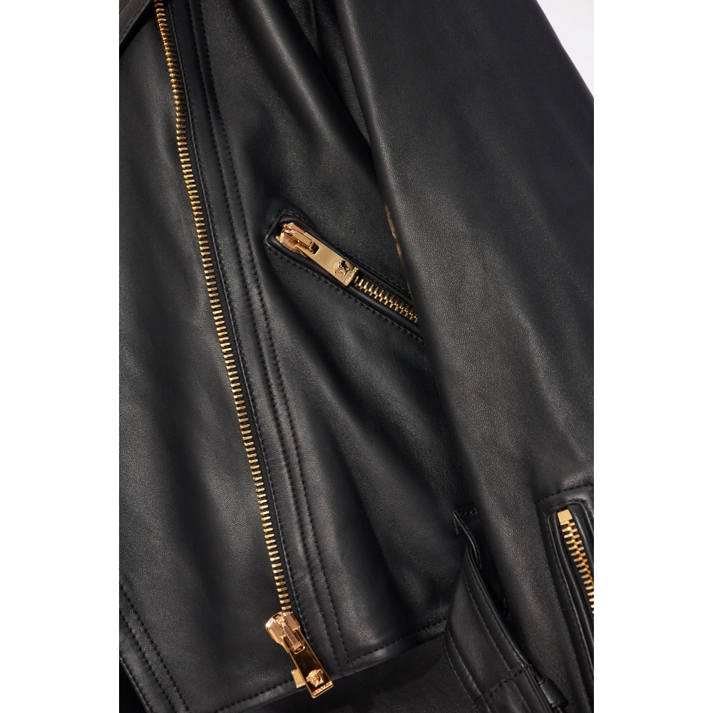 Versace Leren jas Black Dames