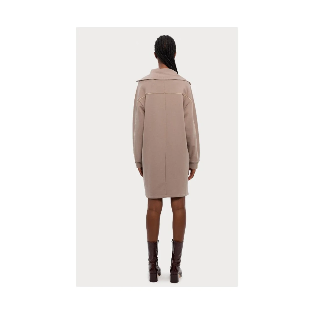 Max Mara Elegante Dove Grey Jurk met Capuchon Gray Dames