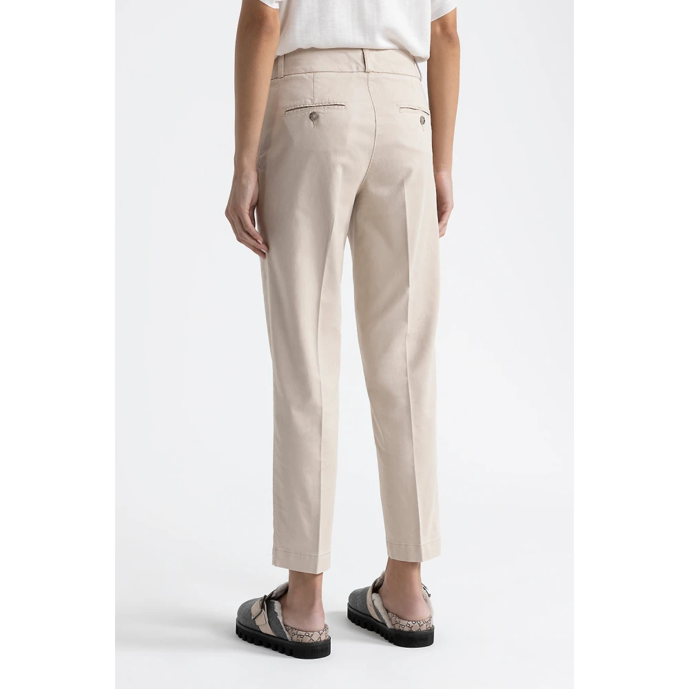 PESERICO Perzikkleurige gabardine sigarettenbroek Beige Dames