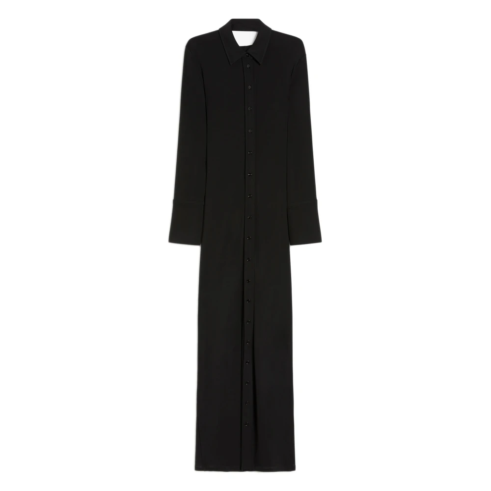 SPORTMAX Zwarte knoopjurk met open rug Black Dames