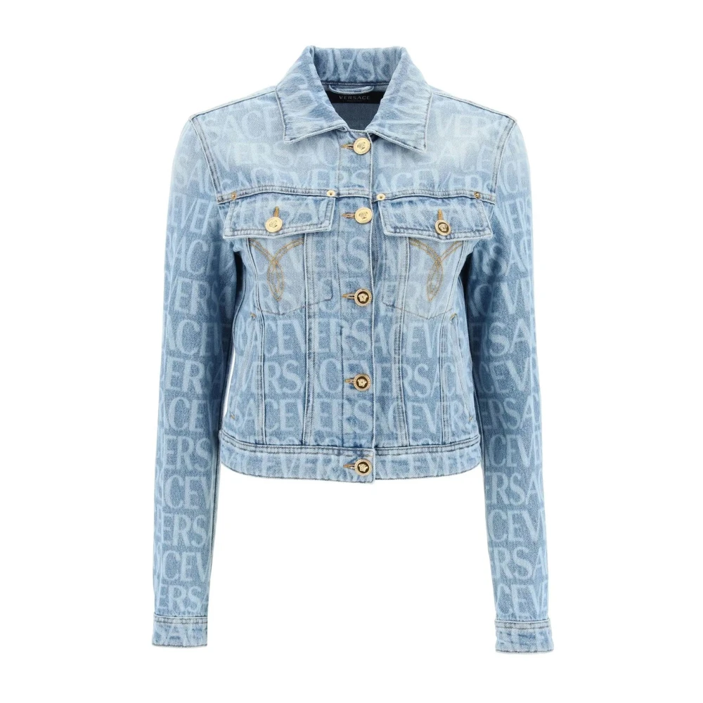 Versace Denim Jackets, Female, M, Denim Jacket Aw23 Blue