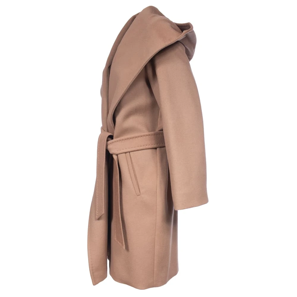 Max Mara Studio Korte wollen wikkeljas met capuchon Brown Dames