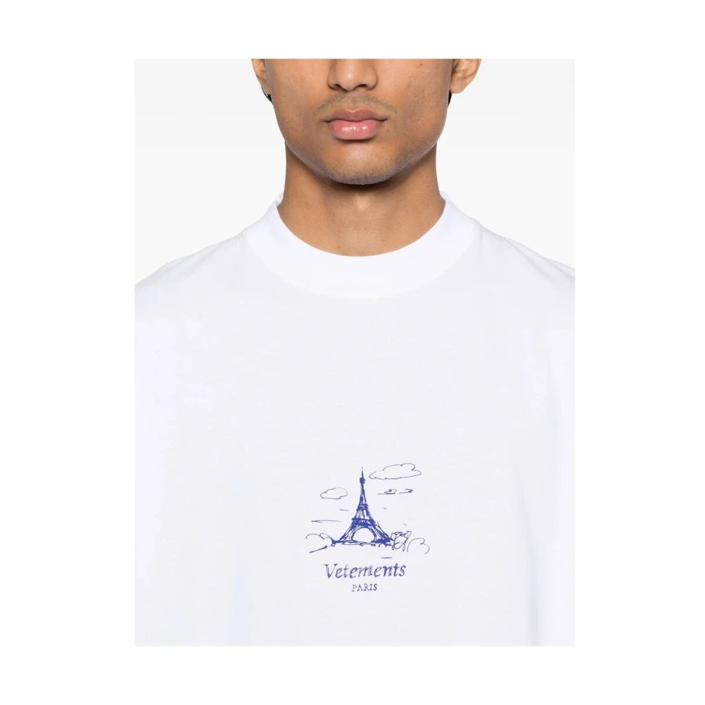 Vetements Wit Logo Print Crew Neck T-shirt White Heren