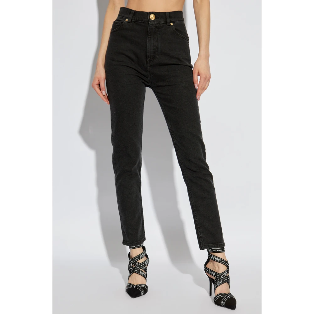 Balmain Tapered Leg Jeans Black Dames