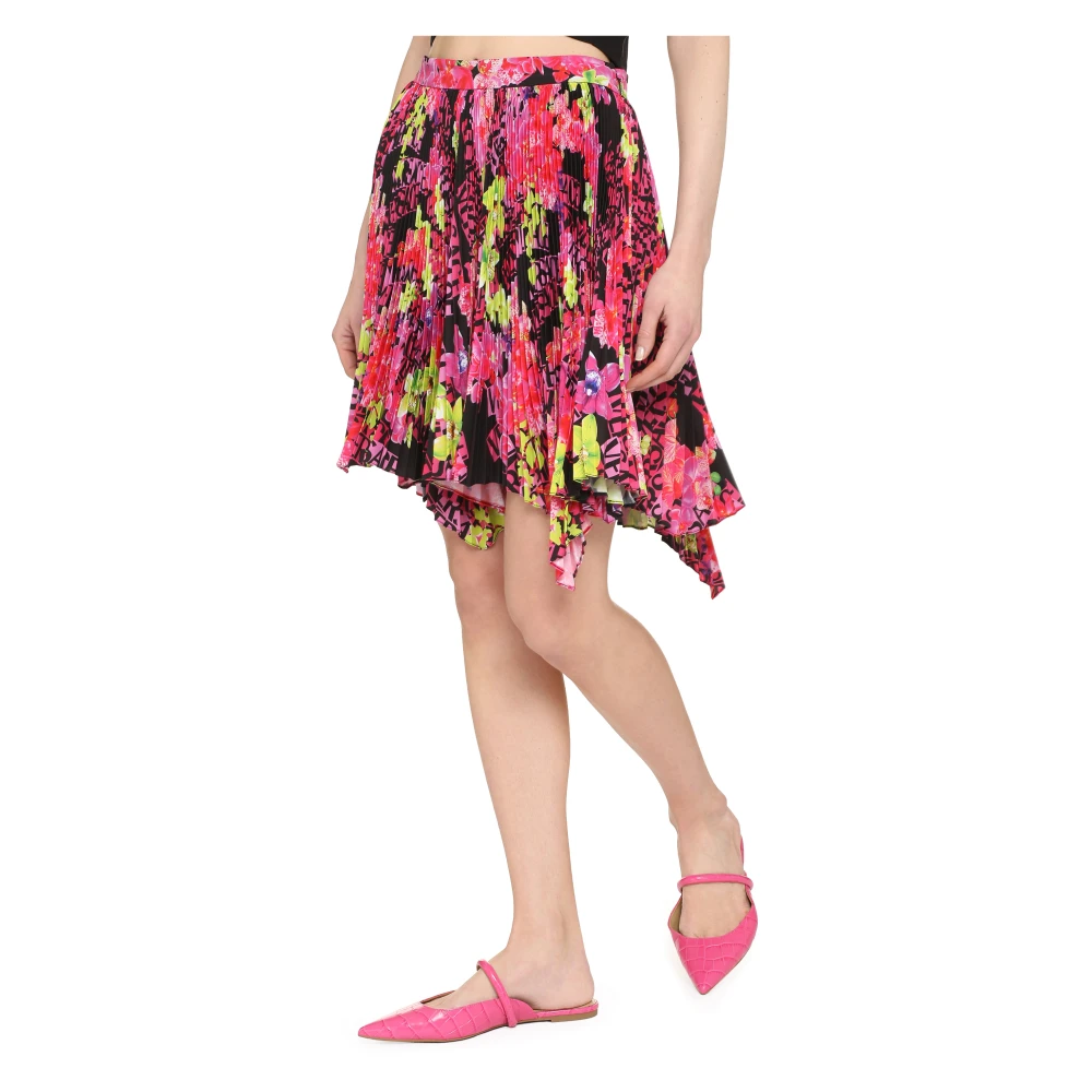 Versace Geplooide Rok met Orchideeënprint Multicolor Dames