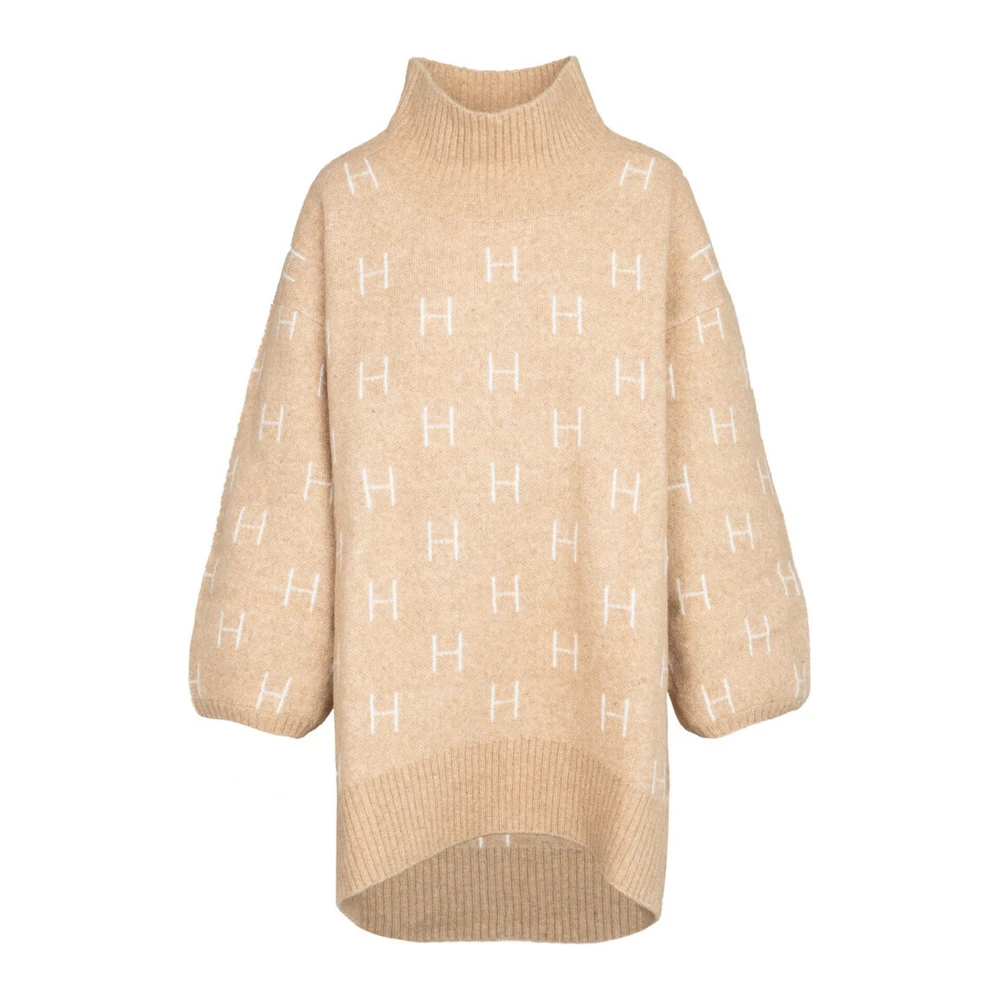 Hést Oversized Lang Zwaar Gebreide Trui Beige Dames