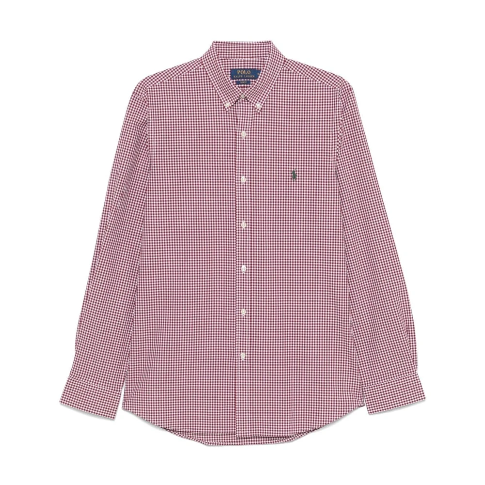 Ralph Lauren Geruit overhemd met knopen Pink Heren
