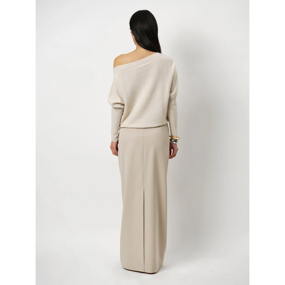 Dante 6 Asymmetrische Wollen Trui in Vanilla Chai Beige Dames