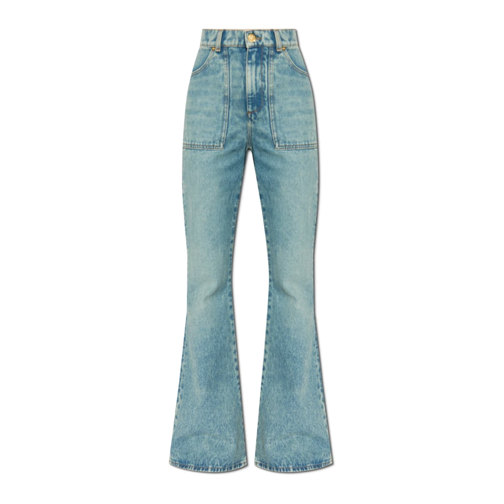 Balmain Hoge taille uitlopende denim jeans Blue Dames