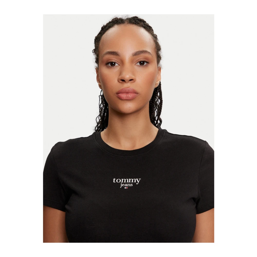 Tommy Jeans Slim Fit Logo Print T-Shirt Black Dames