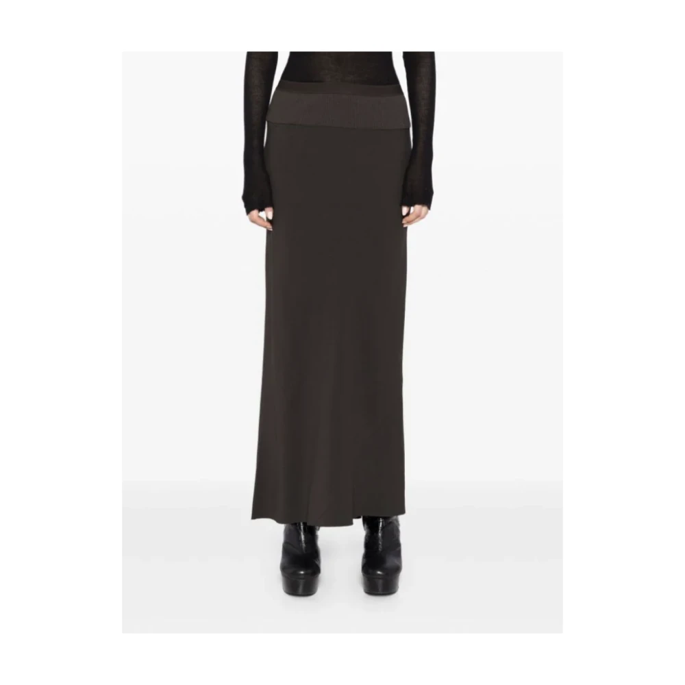 Rick Owens Donkere Stof Bias Rok Gray Dames
