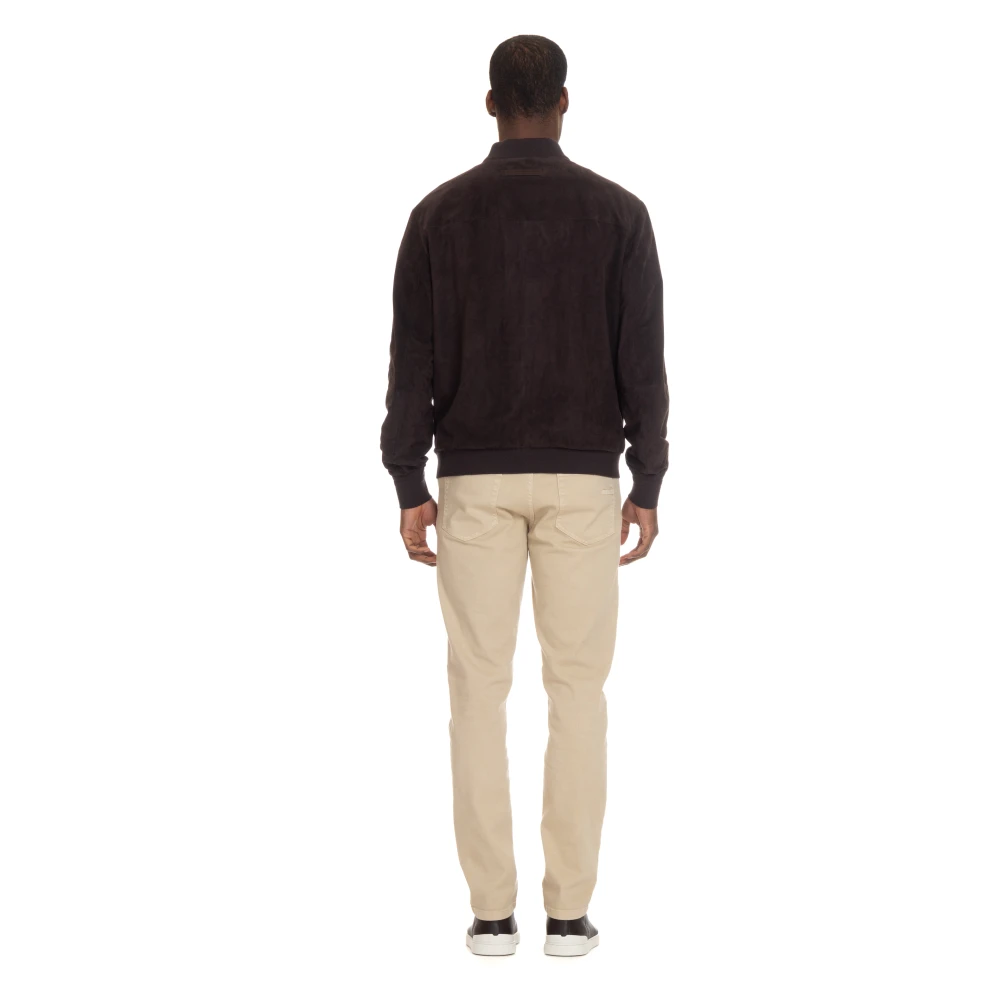 Ermenegildo Zegna Bruine Bomberjack met Gebreide Randen Brown Heren
