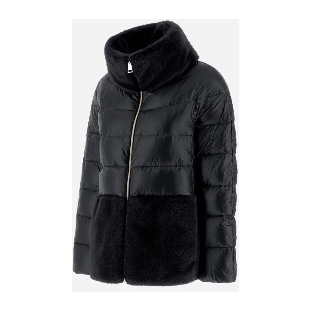 Herno Ultralichte Faux Fur Damesjas Black Dames