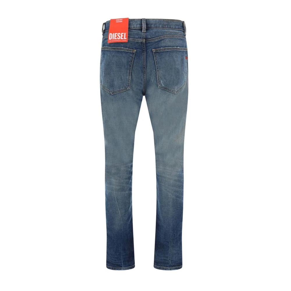 Diesel Vervaagde Slim-Fit Five-Pocket Jeans met Logo Blue Heren