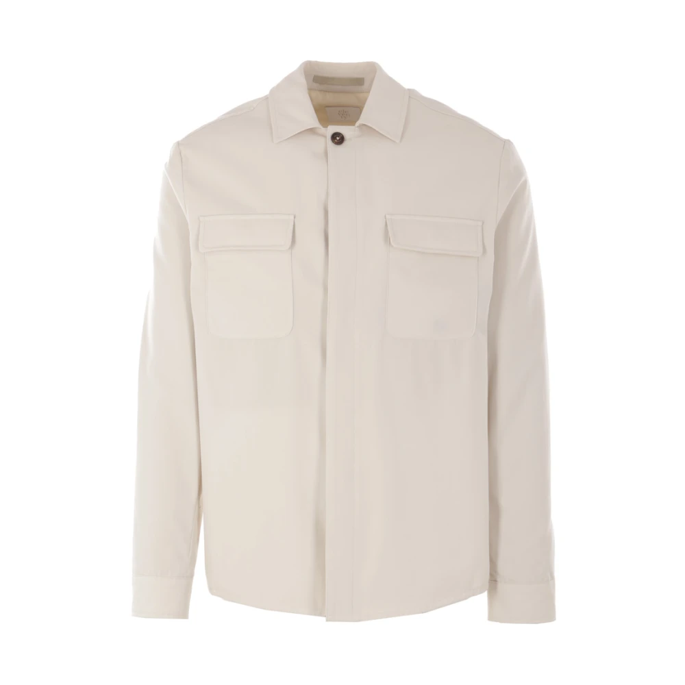 Eleventy Sand Bomull Gabardin Skjortjacka Beige, Herr