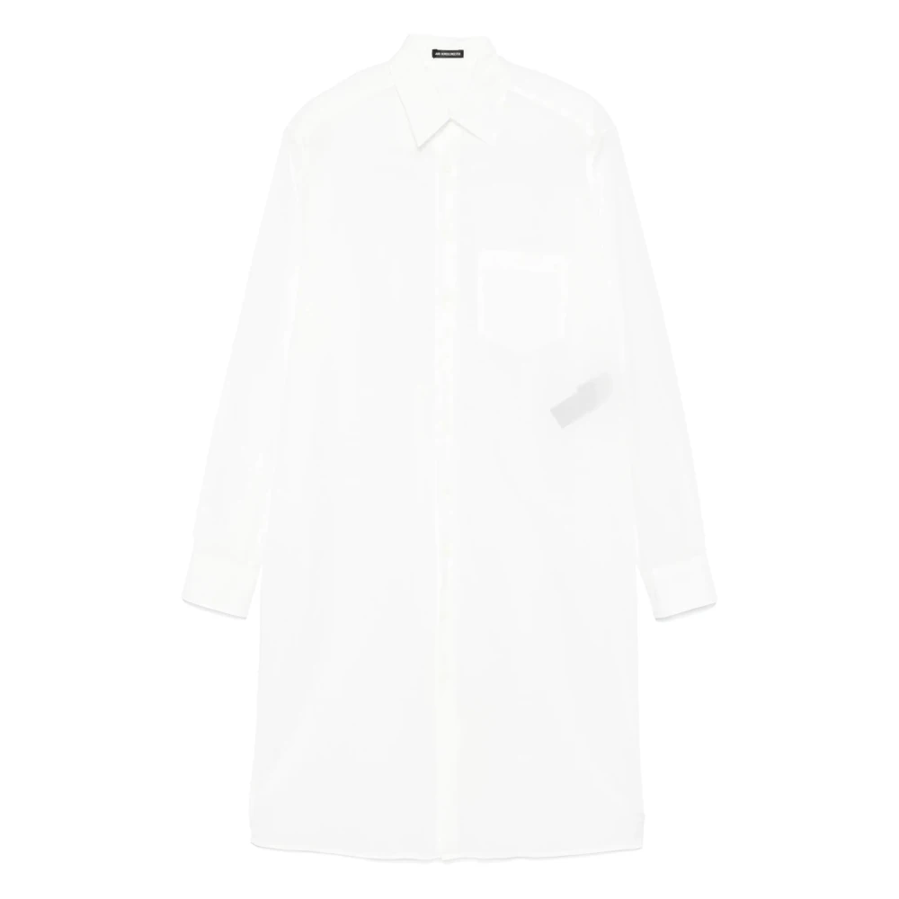 Ann Demeulemeester White Long Draped Back Shirt - Female - Shirt Dresses - Xs - Dresses