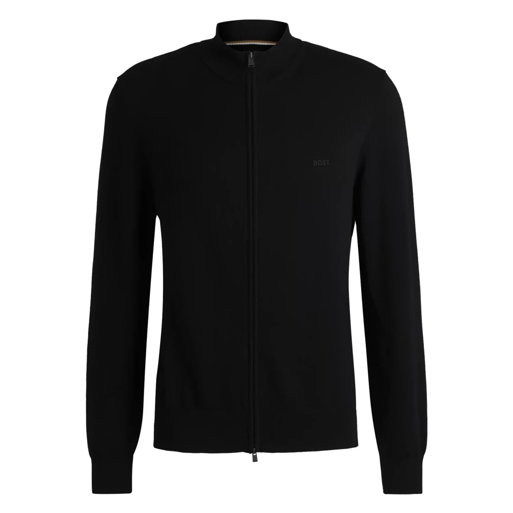 Hugo Boss Zwarte Gebreide Trui Black Heren