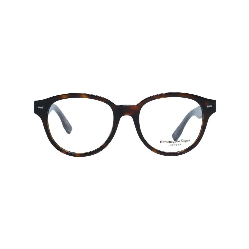 Ermenegildo Zegna Bruine Ronde Optische Monturen met Veerscharnier Brown Heren
