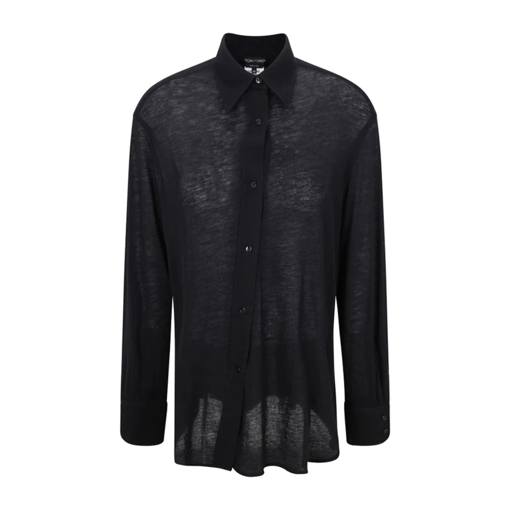 Tom Ford Women's Black Cashmere Shirt With Button Closure - Shirts - 3XS - Blouses & Shirts