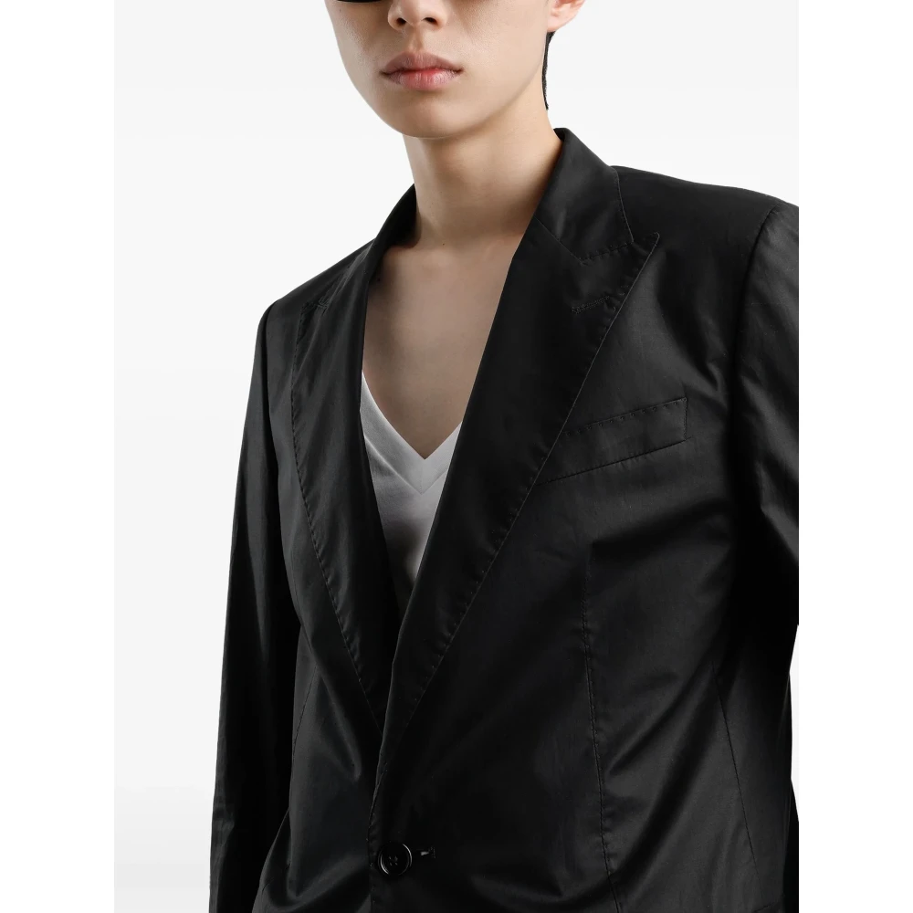 Dolce & Gabbana Zwarte Jassen met Peak Revers Black Heren
