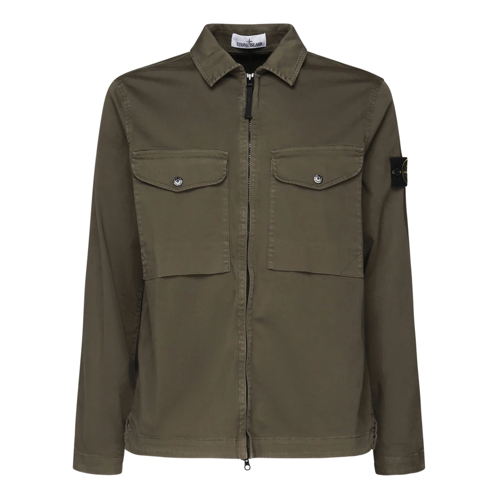 Stone Island Bruine Katoenen Ritsjas met Zakken Brown Heren