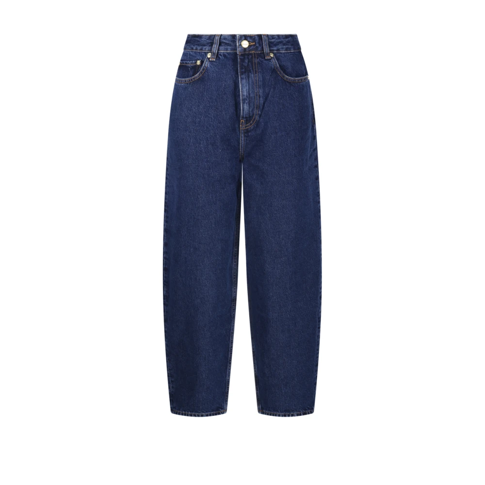 Ganni Donkerblauwe Rigid Denim Jeans Blue Dames