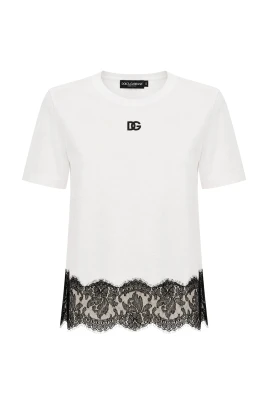 Jersey T-shirt med spets