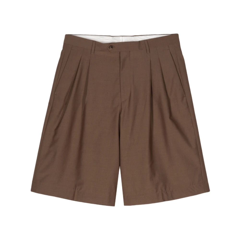 Lardini Kameel Wolblend Tailored Shorts Brown Heren