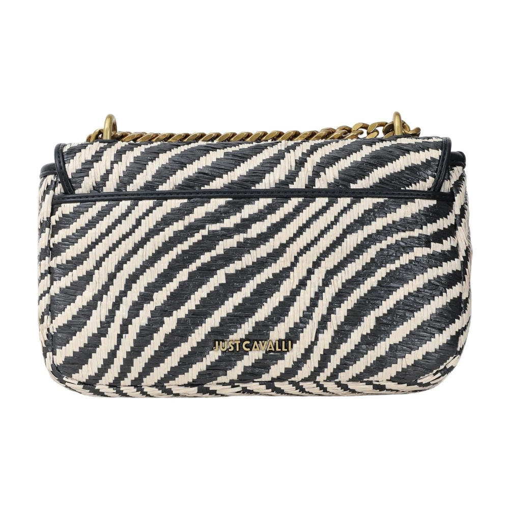 Just Cavalli Beige Schoudertas met Kettingriem Black Dames
