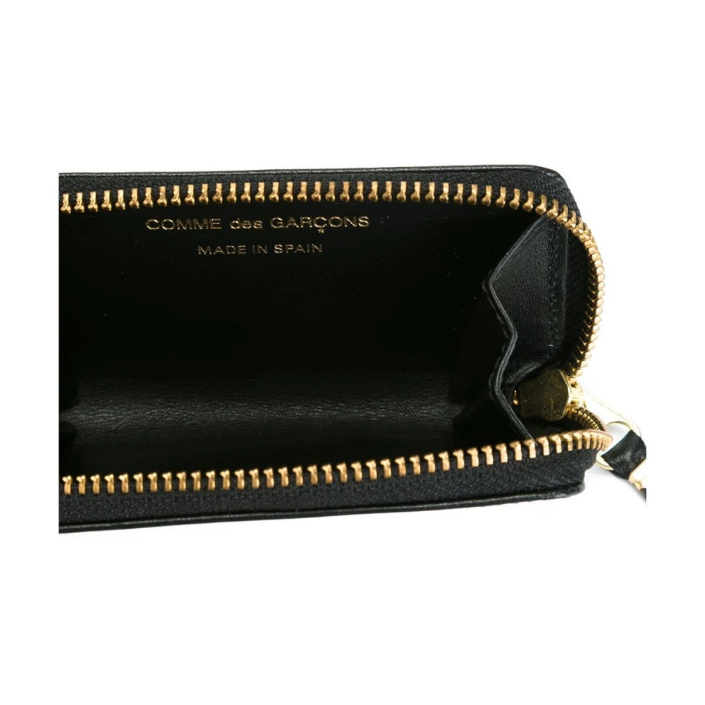 Comme des Garçons Zwarte leren portemonnee met gouden hardware Black Heren