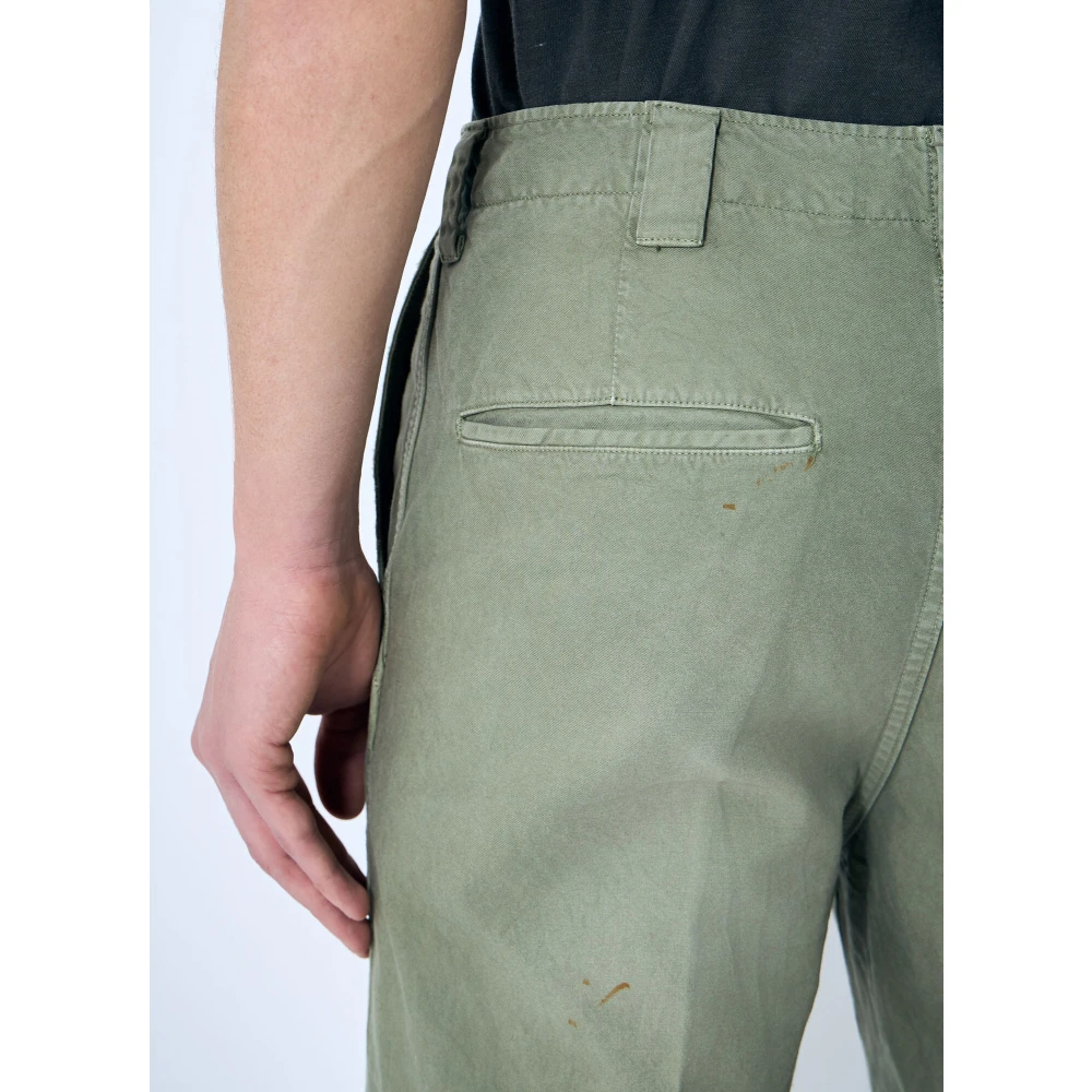 visvim Wijde Chino Broek van verontrust katoenen keper Green Heren