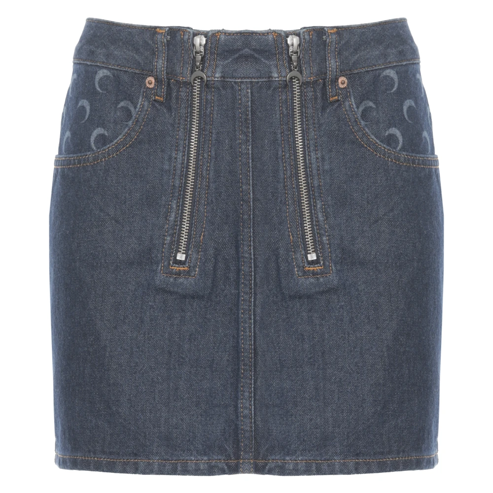Marine Serre Women's Blue Zipped Mini Skirt - Denim Skirts - M - Skirts