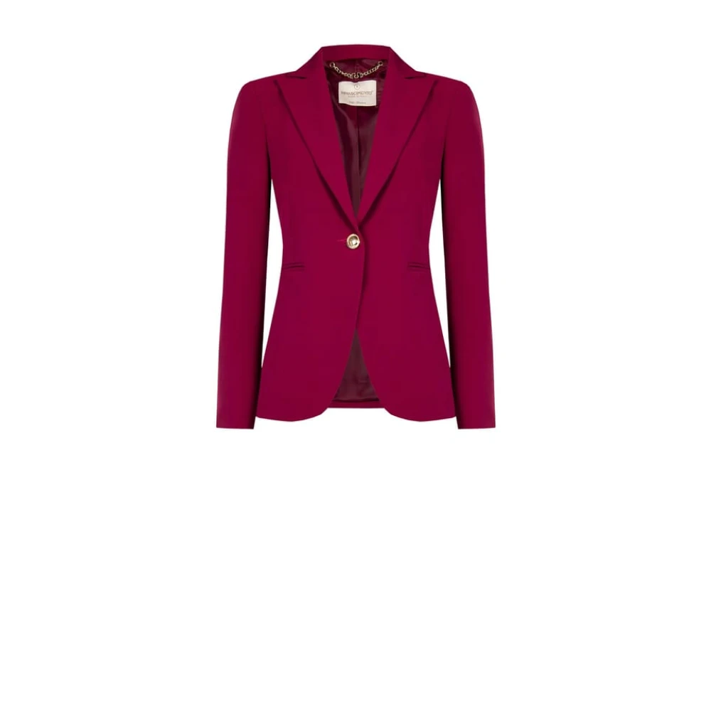 RINASCIMENTO Single Button Technical Fabric Blazer Jacket Red Dames