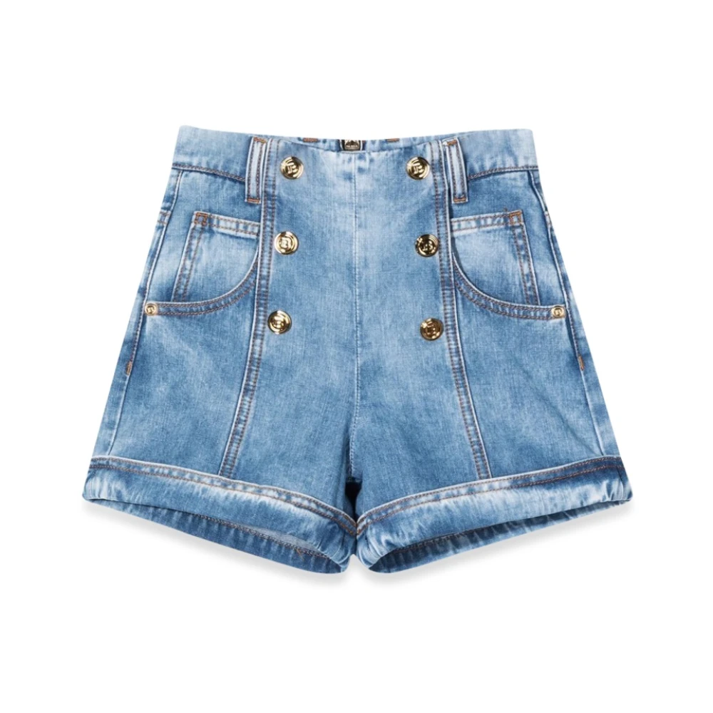 Balmain Korta shorts med guldknappar Blue, Flicka