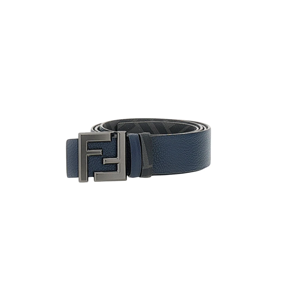 Fendi Men's Blue Belts, 100 Cm, Squared Ff Belt