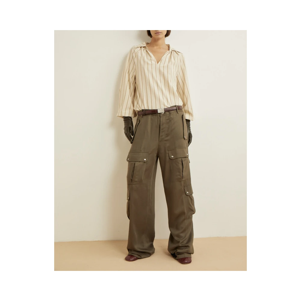 Laurence Bras Cargo Broek Olijfgroen Multipocket Brown Dames